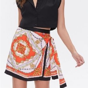 Forever 21 wrap skirt scarf print
